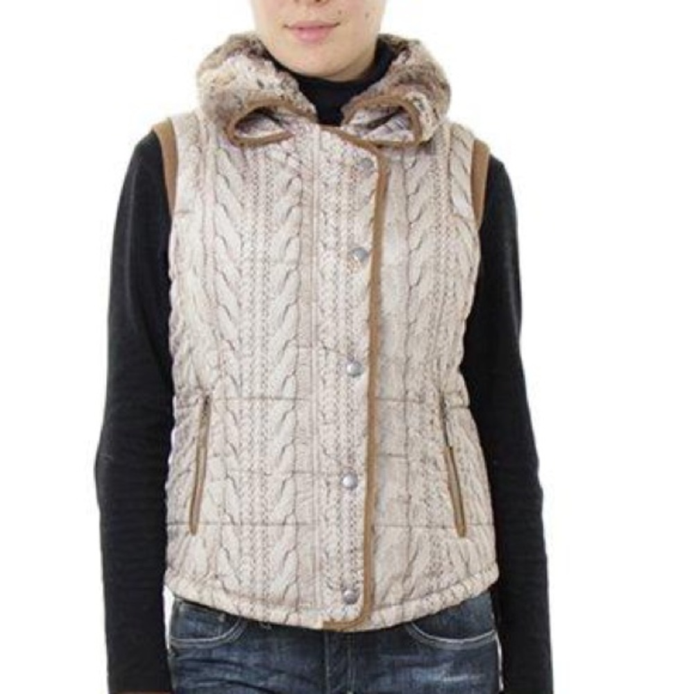 Montanaco Cable Knit Pattern Vest Sz S